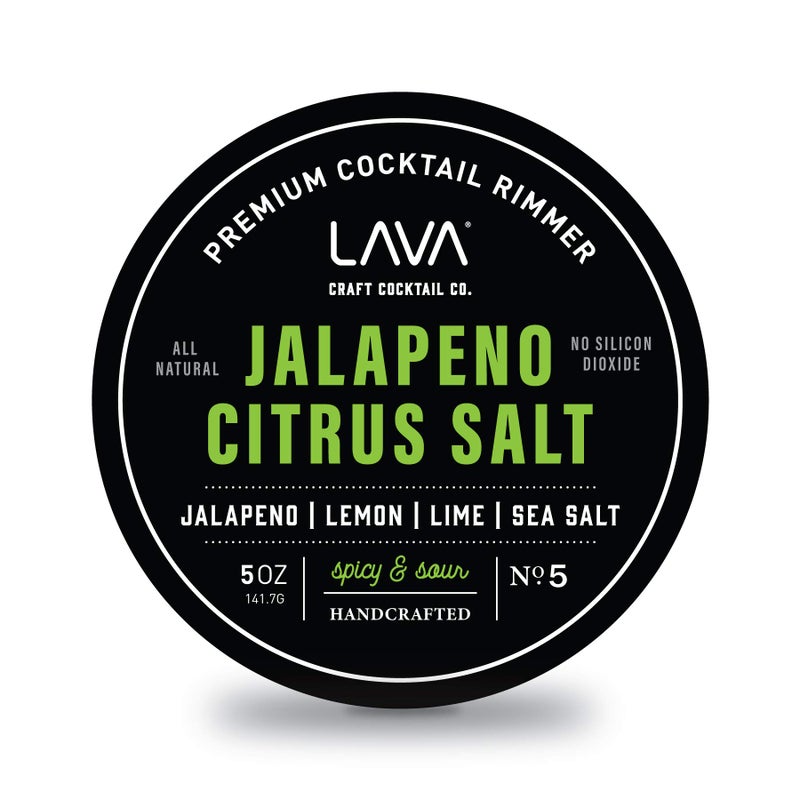 LAVA Premium Jalapeno Citrus Margarita Salt Cocktail Rimmer All Natural Spicy Margarita Rimmer Salt Sea Salt Rocks Real Lime No Silicon Dioxide with Easy ScrewOn Lid 6oz