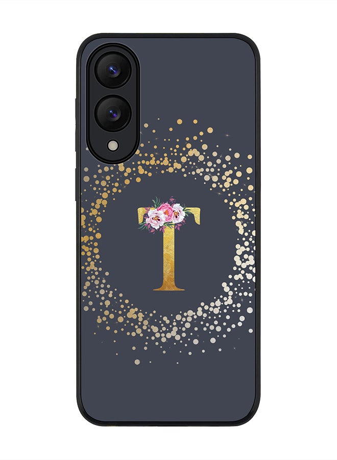 Stylizedd For Samsung Galaxy S25 Edge Case,Slim fit Camera Protection, Shockproof Thin Phone cover  - Custom Monogram Floral - T  (Grey )