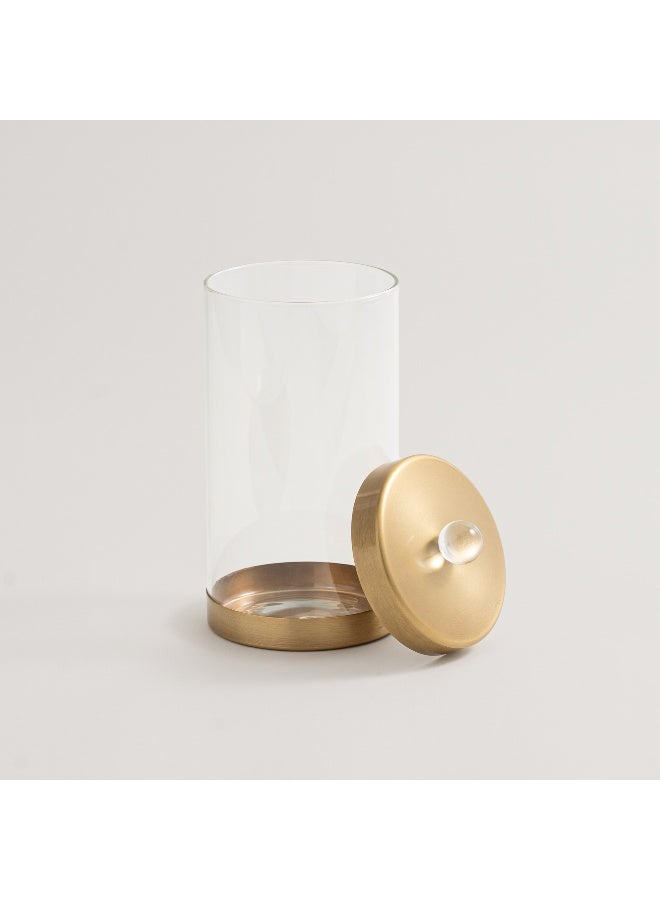 ALBERTO Glass And Metal Canister, Gold11.3*11.3*23.5Cm - Image 3