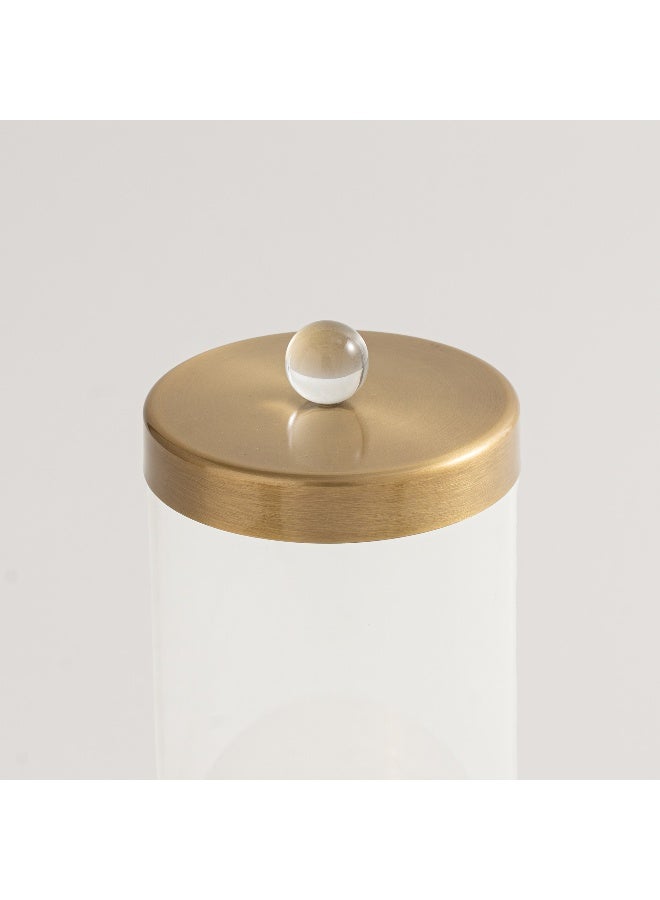 ALBERTO Glass And Metal Canister, Gold11.3*11.3*23.5Cm - Image 2