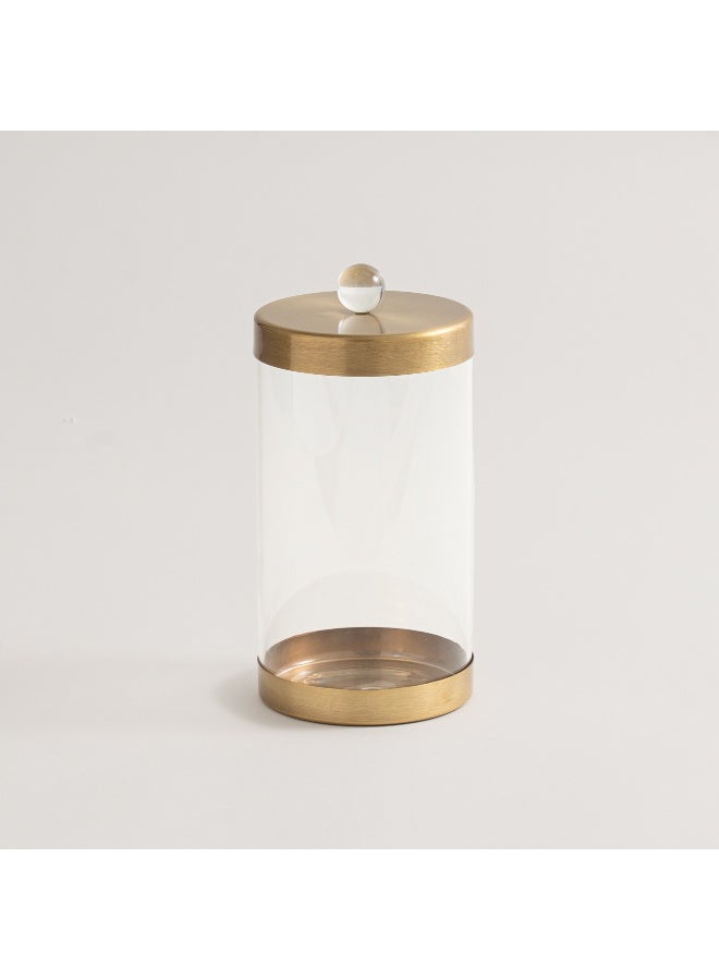 ALBERTO Glass And Metal Canister, Gold11.3*11.3*23.5Cm - Image 1