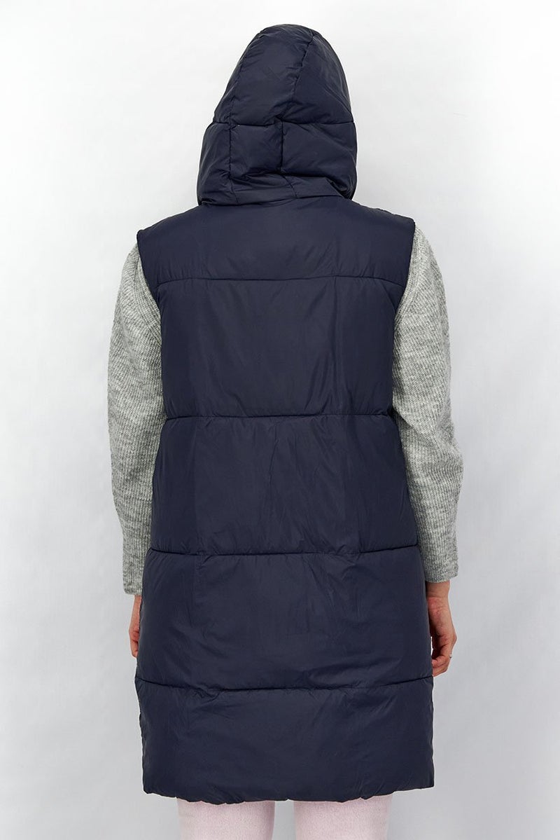 Tchibo Women Hooded Long Sleeve Plain Quilted Jacket, Navy - Image 2