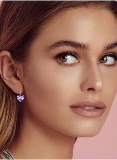 EVEVIC Austrian Crystal Heart Drop Leverback Earrings for Women 14K Rose Gold Plated Hypoallergenic Jewelry  - Image 5