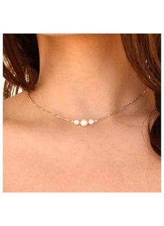 Yheakne Boho Pearl Choker Necklace Gold Pearl Pendant Necklace Tiny Pearl Floating Necklace Minimalist Wedding Necklace Jewelry Women Gifts  - Image 2