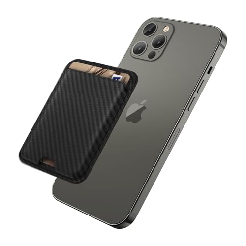 iLodn Magnetic Wallet Compatible with MagSafe for iPhone 17 16 15 14 13 12 Pro Max Air Plus Model, Mag 3 Safe Card Holder Stick on Accessories for Cell Phone & Case, Carbon Fiber Black - Image 1