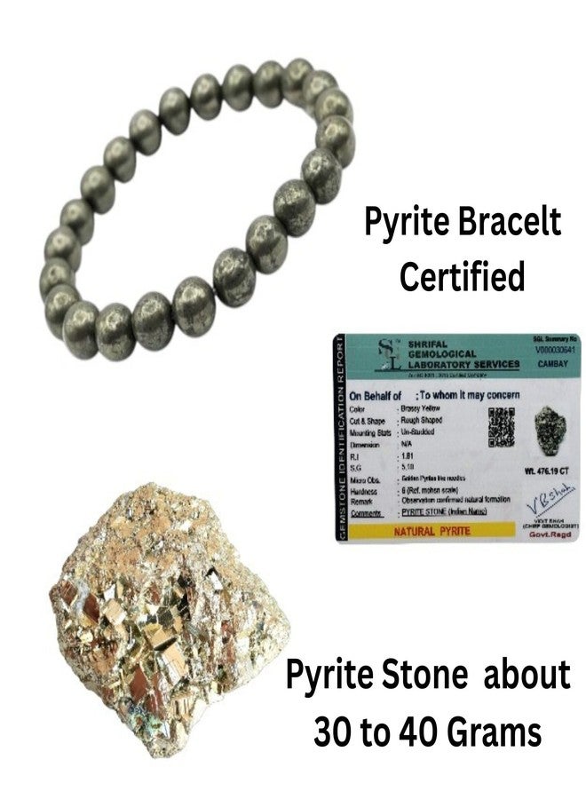 FENGSHUI AGATE حجر العقيق الفينغ شوي الأصلي وسوار البيريت مع شهادة مختبرية لجلب الثروة وحظ الأعمال/فاستو/ديكور طاولة العمل مع زيادة قوة الإرادة والتجلي. - Image 2
