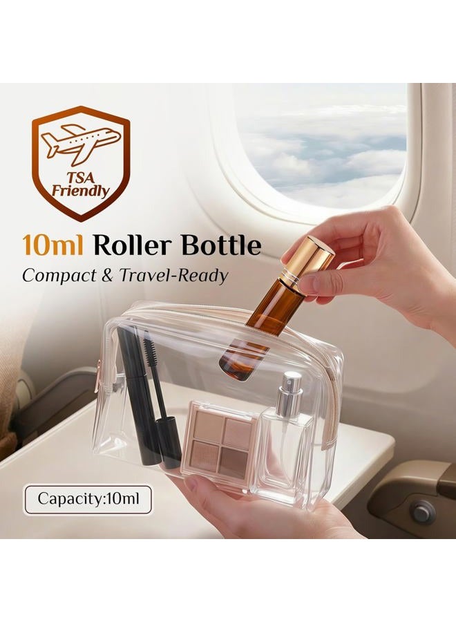 PrettyCare Roller Bottles For Oils 10 ml (Amber Glass, 60 Pack, 10 Extra Stainless Steel Balls, 72 Labels, 4 Opener, 4 Funnels Essential Oil Roller Bottles, Roller on Bottles - Image 3