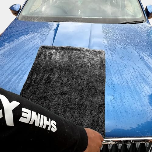 ShineXPro Microfiber Cloth for Car - Big Daddy 1500 GSM Large (60x40 CM) Twisted Loop Car Cleaning Cloth - Edgeless Design with Plush Pile and Lint Free Cloth for Drying and Detailing (Black) - Image 4