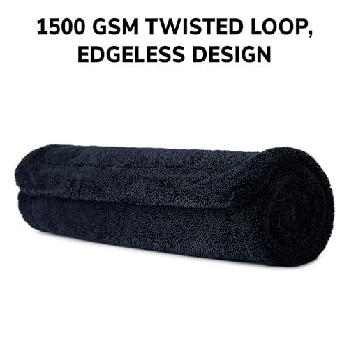 ShineXPro Microfiber Cloth for Car - Big Daddy 1500 GSM Large (60x40 CM) Twisted Loop Car Cleaning Cloth - Edgeless Design with Plush Pile and Lint Free Cloth for Drying and Detailing (Black) - Image 3