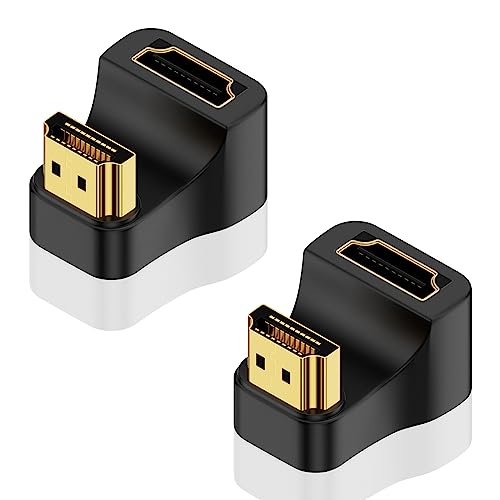 Poyiccot 8K HDMI 180 Degree Adapter, 8K@60Hz, 48Gbps, U Shaped Down Angle HDMI 2.1 Male to Female Extender Adapter with LED Light for HDTV, PS5, Laptop, Monitor, 2Pack - Image 1