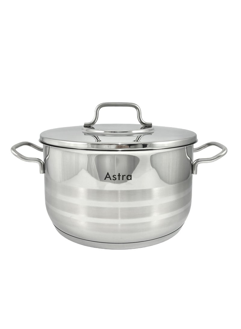 ASTRA Premium Stainless Steel Casserole 2.0L – 16x10 cm | Oven-Safe Pot for Roasts & Stews – Durable & Induction Compatible - Image 1
