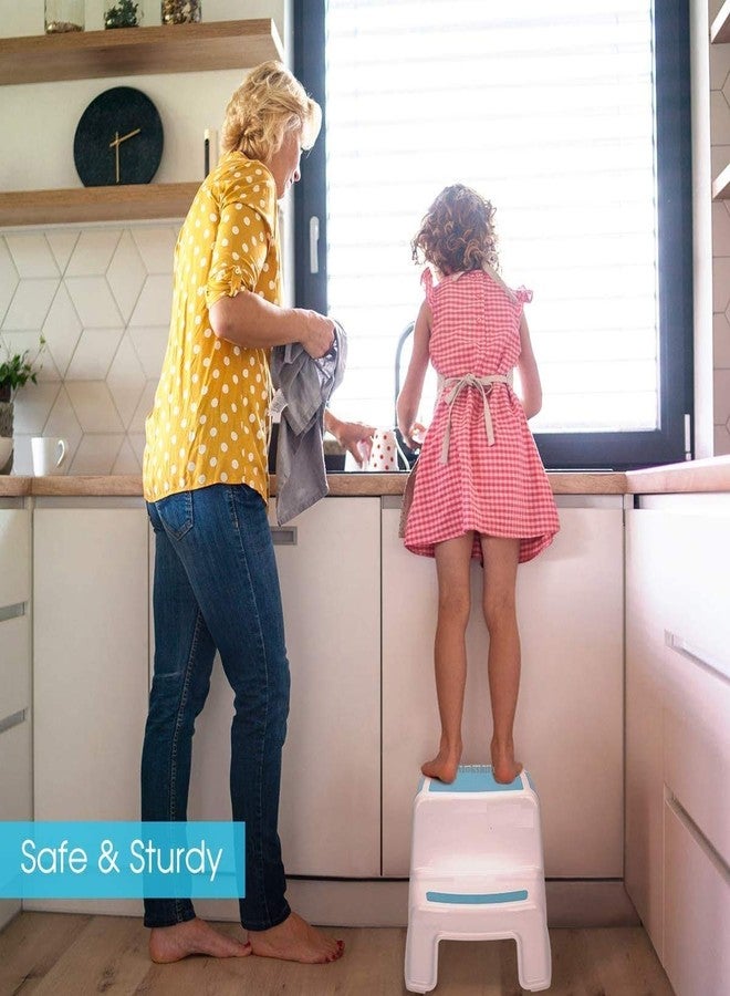 Mokshith 2-Step Stool for Kids, Toddler Potty Training & Hand Washing, Slip-Resistant, Soft Grip, Dual Height, Wide, Contemporary Style, Multicolour Plastic - Image 4