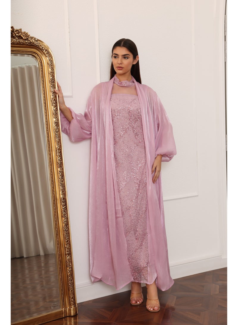 IKKXA Classic Noor Jalabiya IK4044 Pink - Image 1
