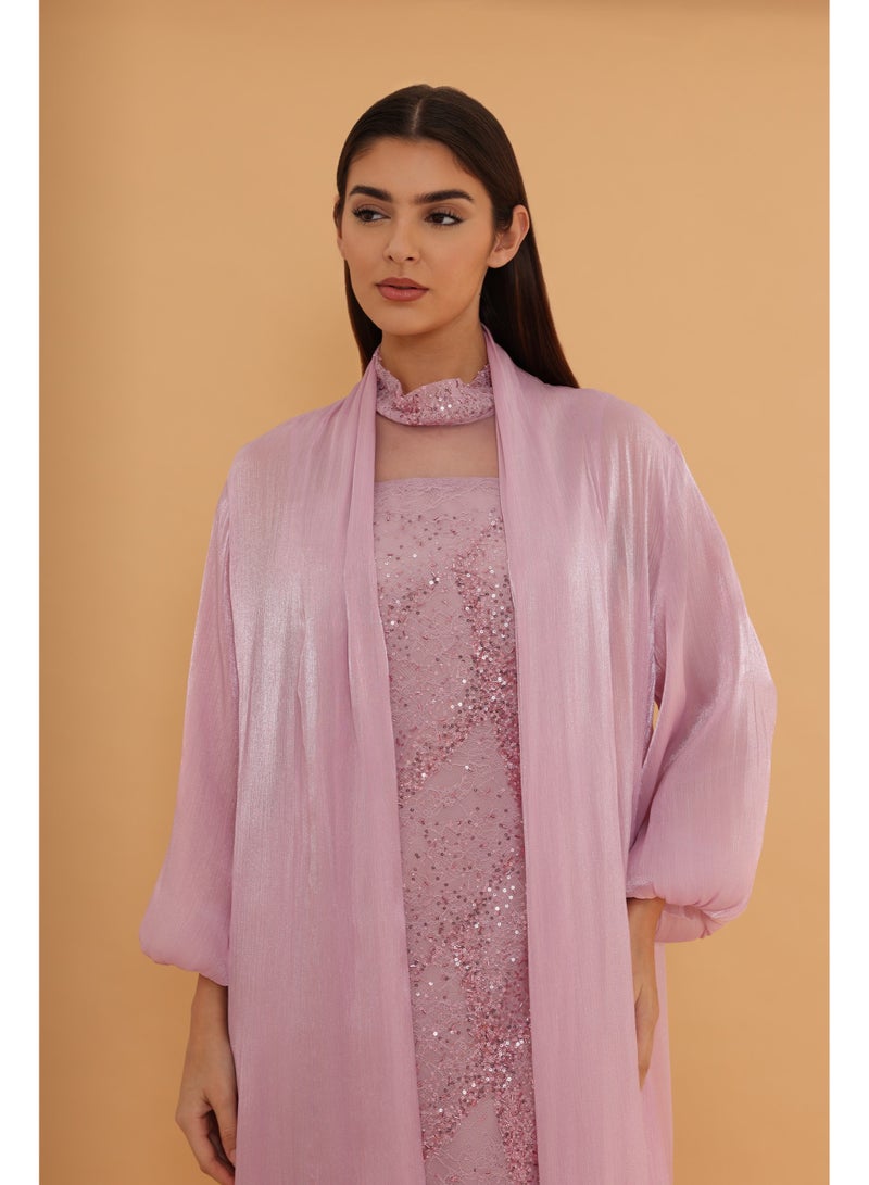 IKKXA Classic Noor Jalabiya IK4044 Pink - Image 2