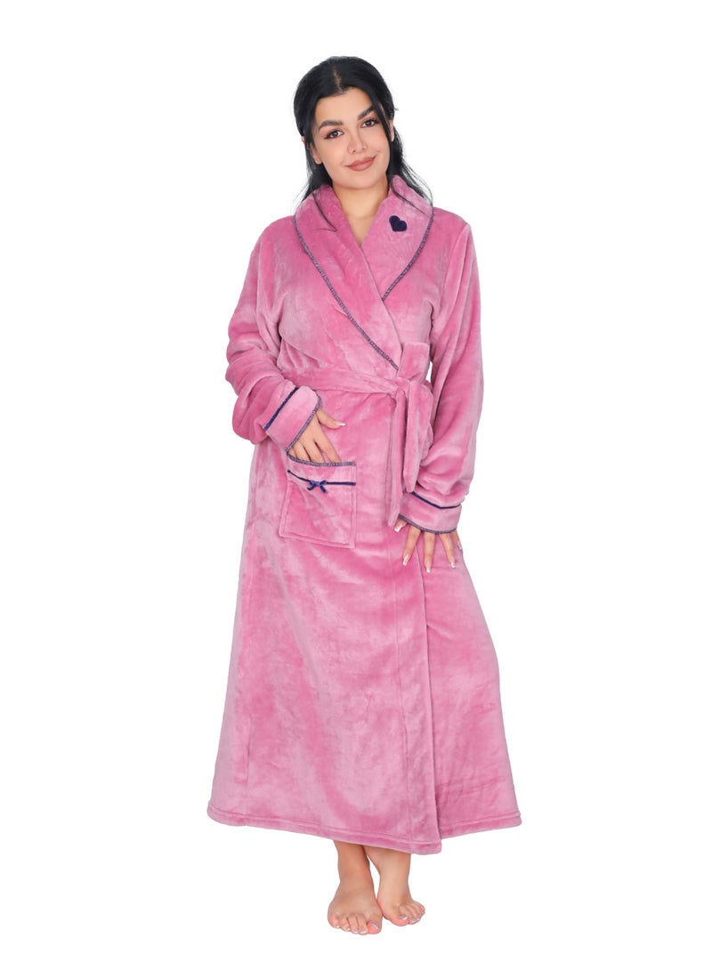 Dadoush Luxurious multi-colored, long, soft fur bathrobe with a belt - Women's fur robe - Long women's kimono, elegant design, winter robe by Dadoush - Image 1