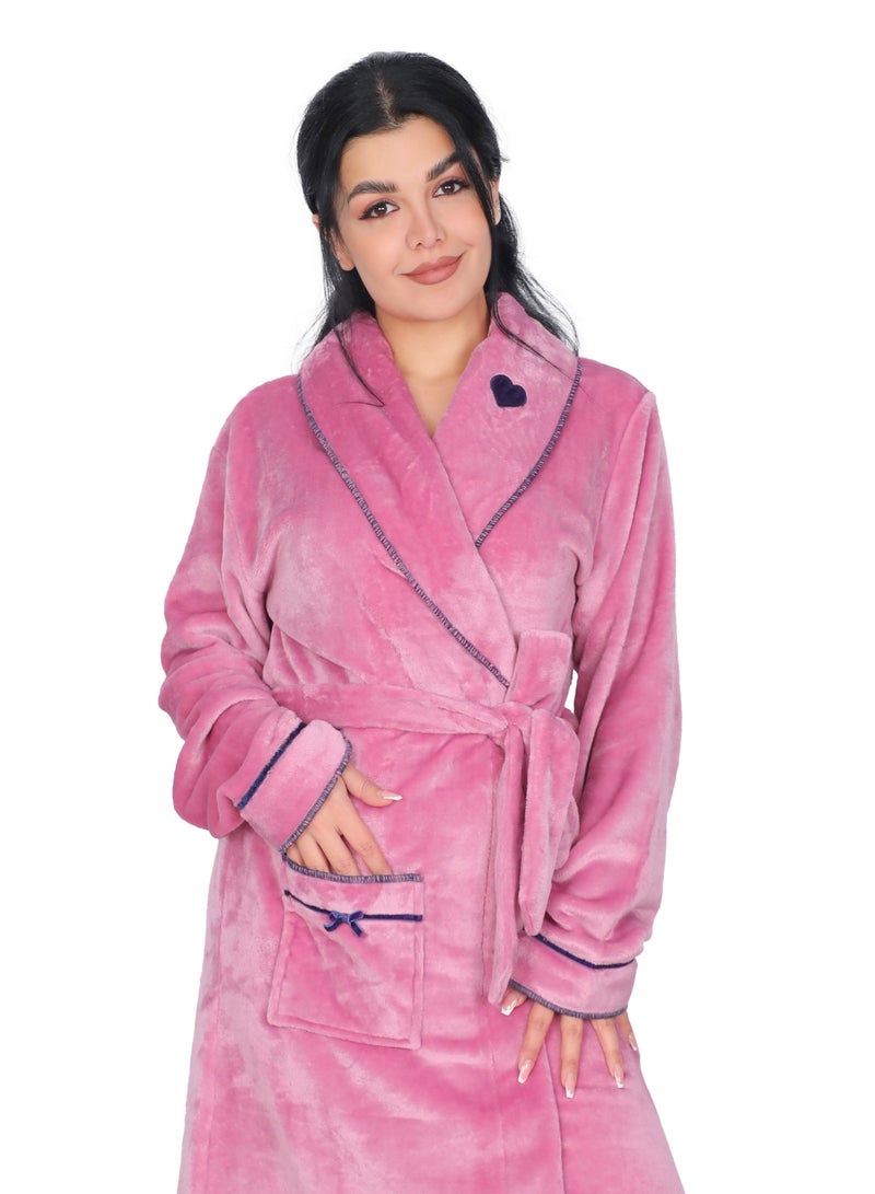 Dadoush Luxurious multi-colored, long, soft fur bathrobe with a belt - Women's fur robe - Long women's kimono, elegant design, winter robe by Dadoush - Image 2