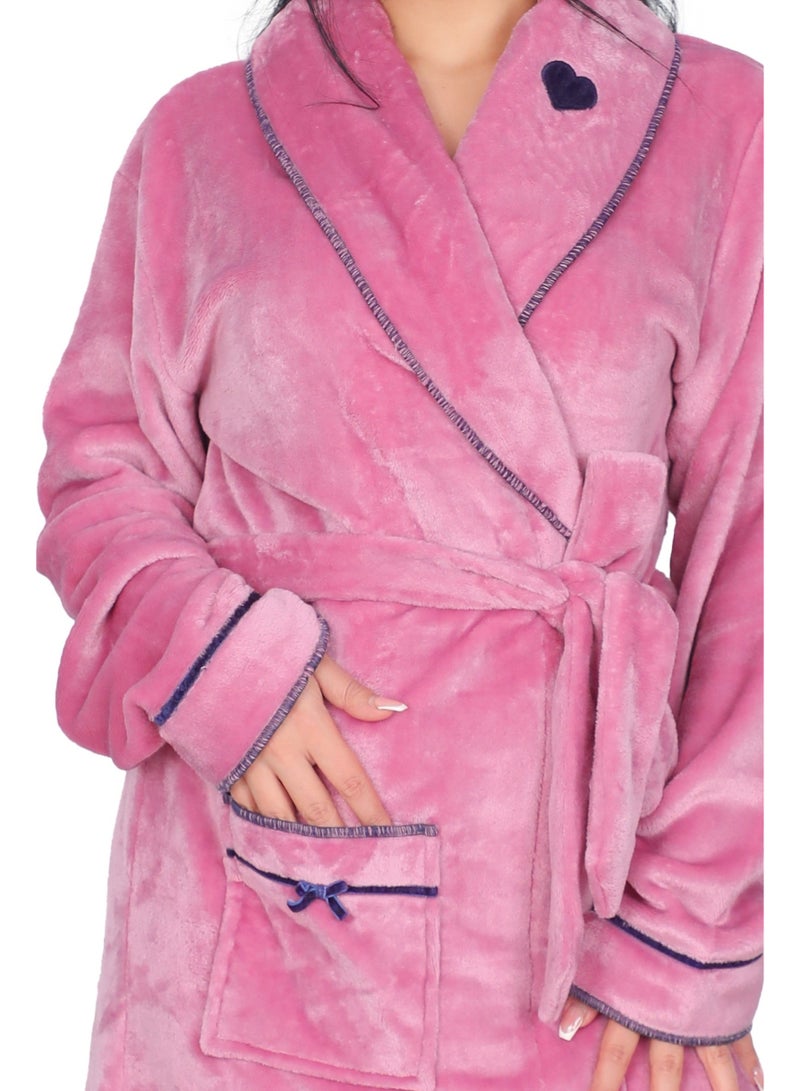 Dadoush Luxurious multi-colored, long, soft fur bathrobe with a belt - Women's fur robe - Long women's kimono, elegant design, winter robe by Dadoush - Image 4