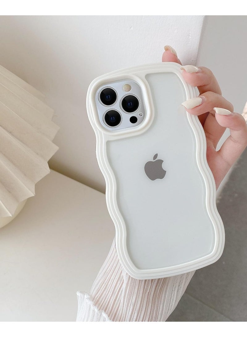 general Case for iPhone 15 Pro Max, Cute Curly Wavy Frame Clear Case for Girls Women, Clear Soft TPU Bumper Shockproof Case for iPhone 15 Pro Max - Image 1