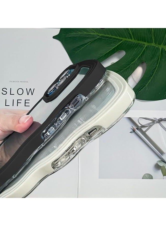 general Case for iPhone 15 Pro Max, Cute Curly Wavy Frame Clear Case for Girls Women, Clear Soft TPU Bumper Shockproof Case for iPhone 15 Pro Max - Image 3