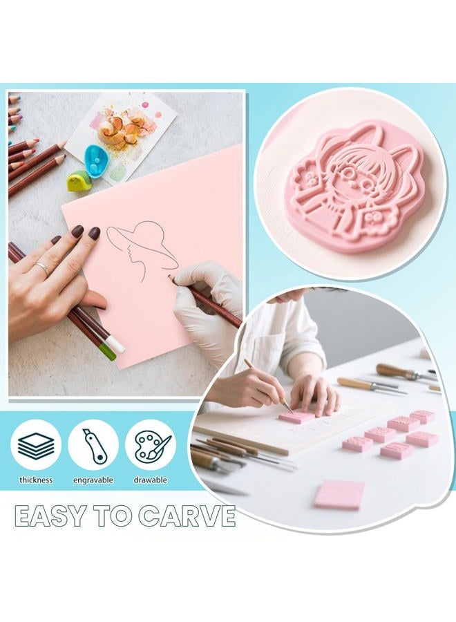 Oopsu 6 Pack 8''x10'' Pink Rubber Stamp Carving Blocks Soft Carving Blocks for DIY Stamp Making, Printmaking, Art Projects Craft Supplies for Beginners & Professionals - Image 4
