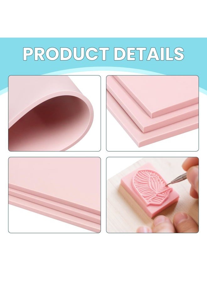 Oopsu 6 Pack 8''x10'' Pink Rubber Stamp Carving Blocks Soft Carving Blocks for DIY Stamp Making, Printmaking, Art Projects Craft Supplies for Beginners & Professionals - Image 3