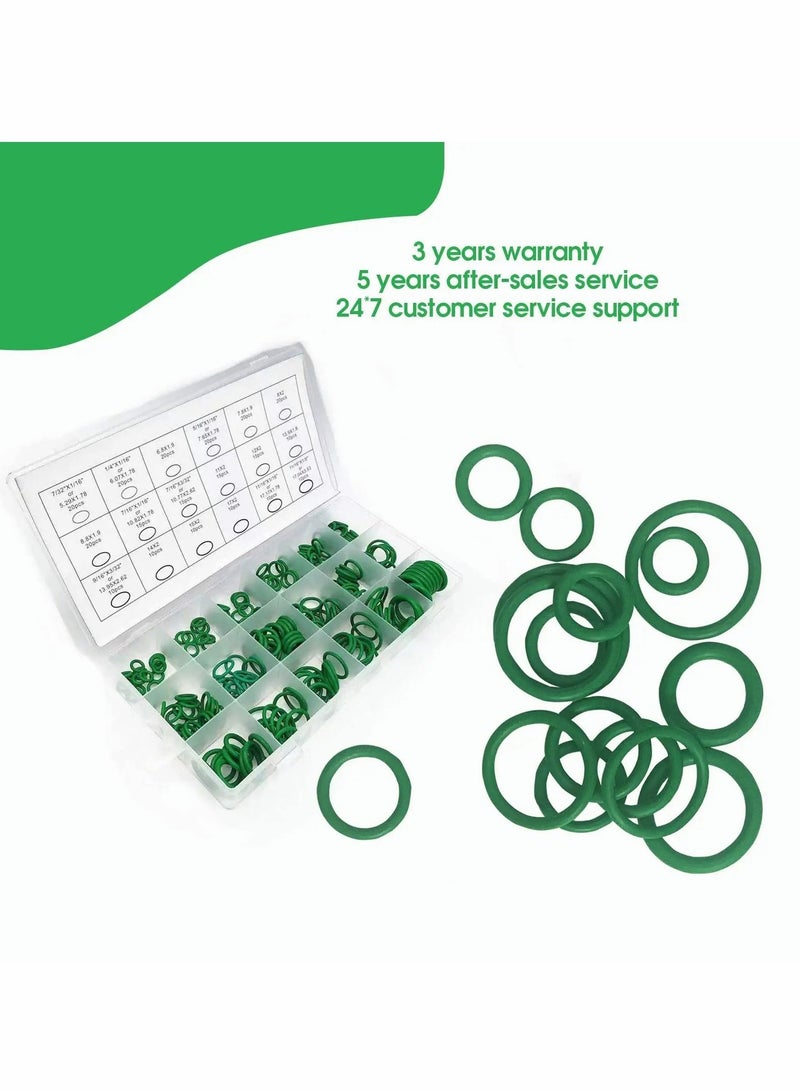Excefore Automotive AC O-Rings Kit, Rubber O Ring Kits 18 Sizes Sealing Gasket Washer Made of Nitrile Rubber, O-Ring Assortment Set for Car Repair, Plumbing, Air or Gas Connections, Green 270pcs - Image 2