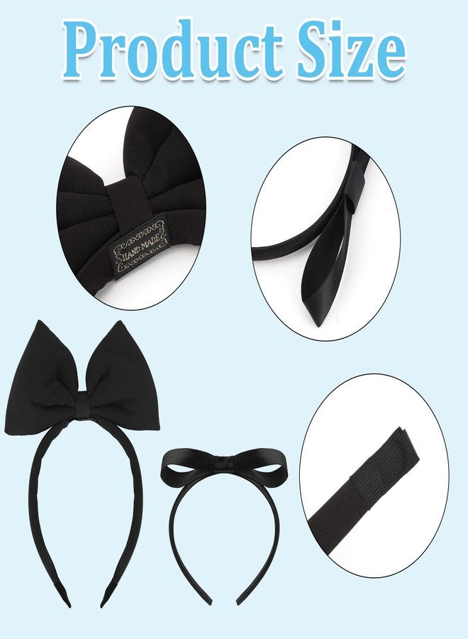 Semato 2 Pcs Black Bow Headband Hair Accessories for Party and Cosplay Christmas Halloween Cosplay Headwear for Women and Girls - Image 3