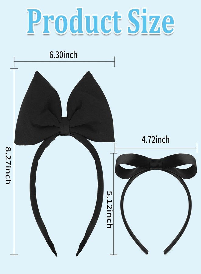 Semato 2 Pcs Black Bow Headband Hair Accessories for Party and Cosplay Christmas Halloween Cosplay Headwear for Women and Girls - Image 2