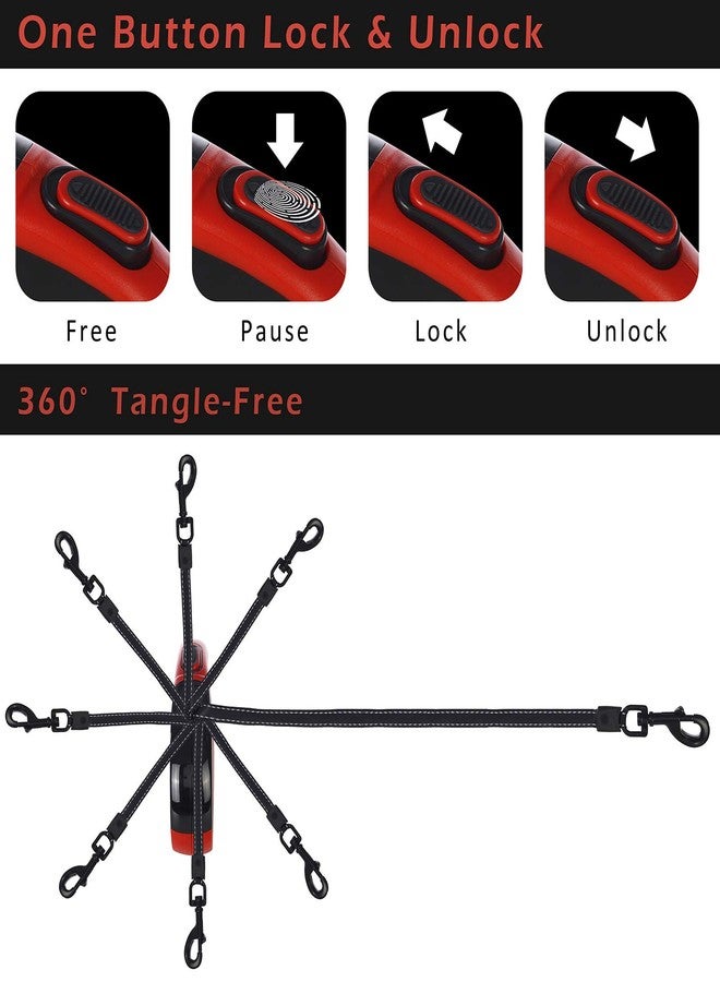 بيسترون طوق كلاب قابل للسحب مطور من بيسترون، طول إضافي 16 بوصة، مصنوع من النايلون العاكس المقاوم للتشابك، مناسب للكلاب الصغيرة والمتوسطة الحجم حتى وزن 110 رطل، يتضمن أكياس نفايات وموزع (أحمر) - Image 4