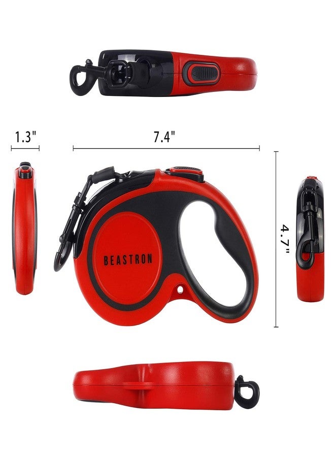 بيسترون طوق كلاب قابل للسحب مطور من بيسترون، طول إضافي 16 بوصة، مصنوع من النايلون العاكس المقاوم للتشابك، مناسب للكلاب الصغيرة والمتوسطة الحجم حتى وزن 110 رطل، يتضمن أكياس نفايات وموزع (أحمر) - Image 3