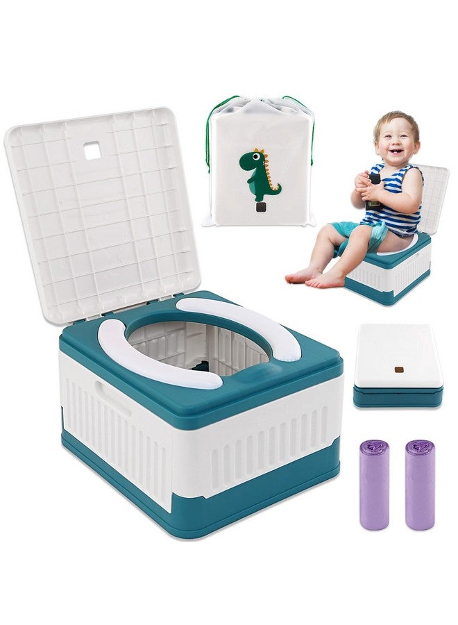 Fabulas Portable Potty for Toddler Travel, Foldable Travel Potty Training Toilet Seat for Kids Boys Girls, Emergency Mobile Toilet In Car for Camping Outdoor Indoor, with 30 Disposable Bags, Blue - Image 1