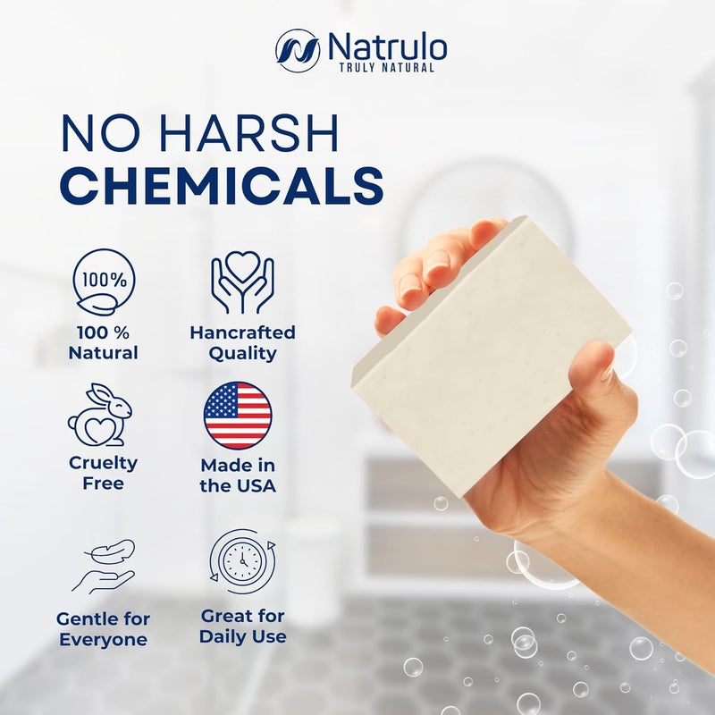 Natrulo Colloidal Silver Soap Bar 4oz Unscented Natural Handmade in USA Pure Cleanser for Face Body Hands Cleansing Moisturizing Soothing Itch Relief Wash for Sensitive Skin Acne Hyperpigmentation - Image 4