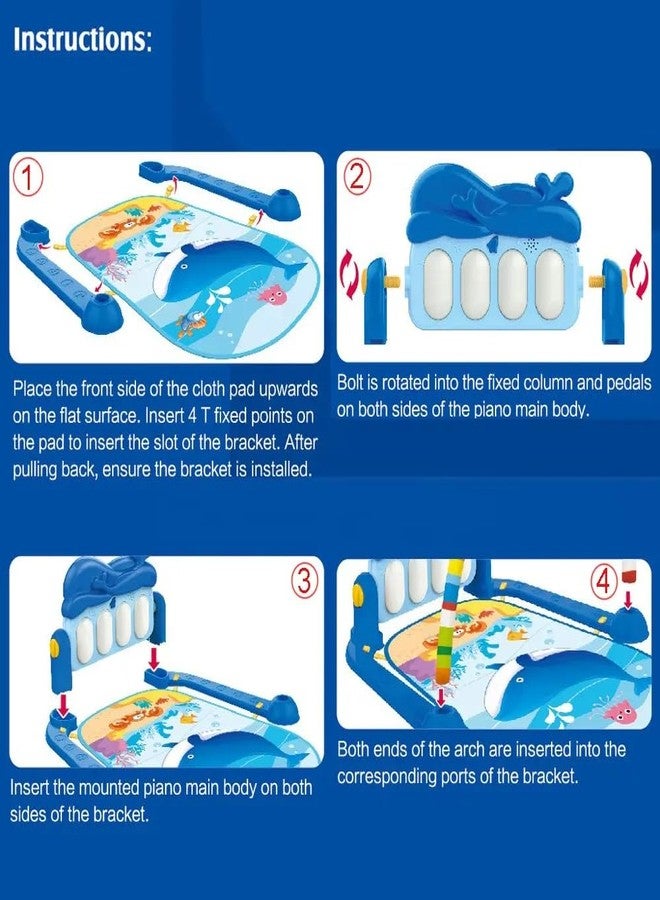 Aganta Musical Keyboard Mat Piano Gym Mat Gym & Fitness Rack for Kids (Blue) - Image 3