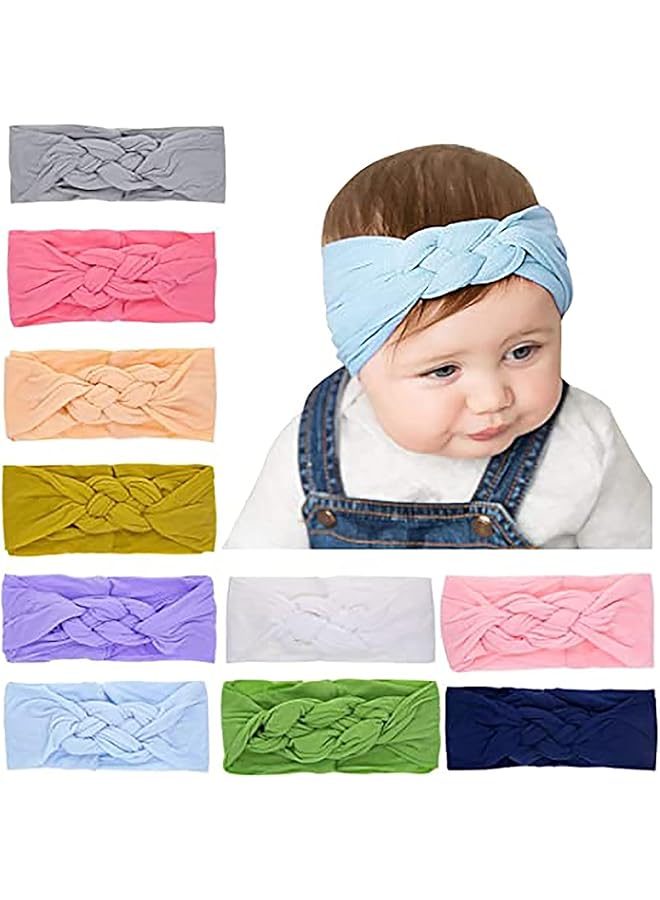KASTWAVE 10 Pcs Baby Knot Headband Twist Cross Hair Bands Soft Silk Stretchy Nylon Head Wrap For Newborn Infant Toddlers Girls - Image 1