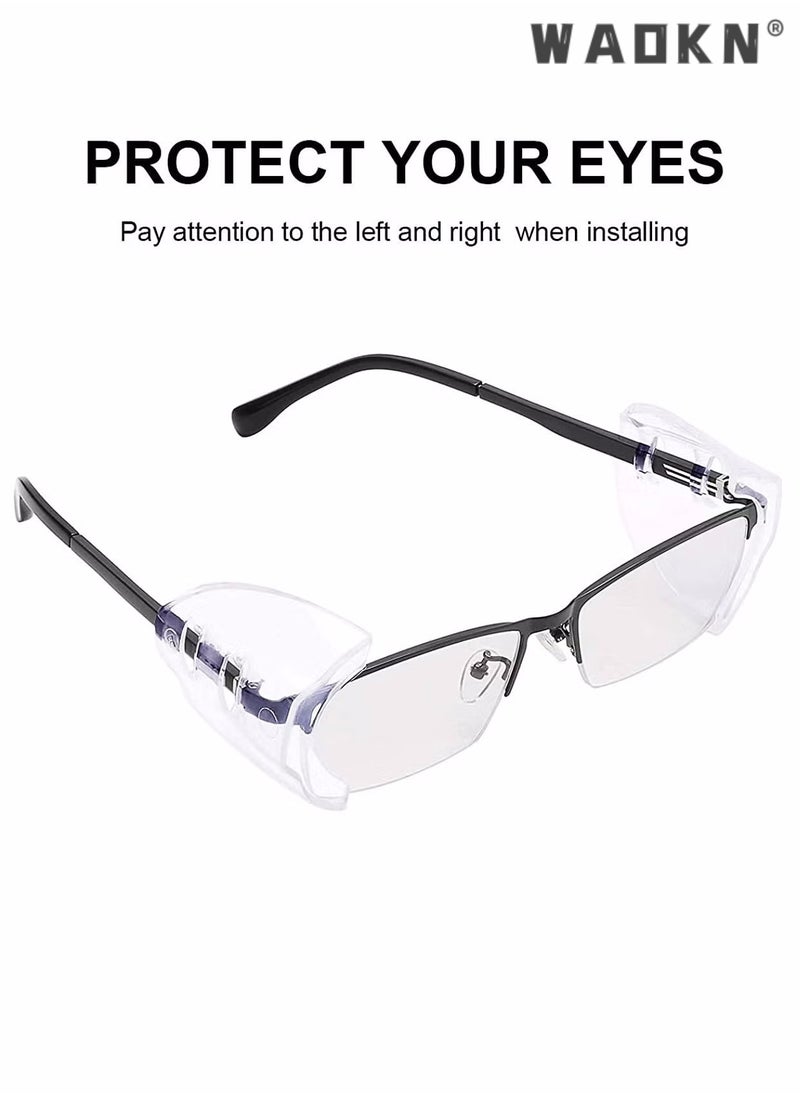 WAOKN - 4 Pairs Safety Glasses Side Shields,Slip on Clear Side Shields,Fits Small to Medium Eyeglasses Frames Glasses Side Shields Eyeglasses Protect Side Shields - Image 1