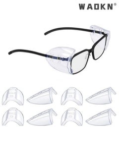 WAOKN 4 Pairs Safety Glasses Side Shields,Slip on Clear Side Shields,Fits Small to Medium Eyeglasses Frames Glasses Side Shields Eyeglasses Protect Side Shields  - Image 1