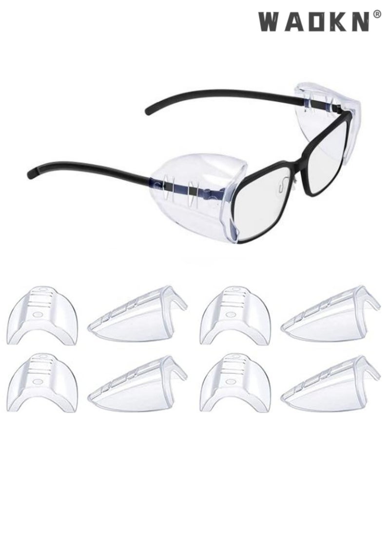 WAOKN - 4 Pairs Safety Glasses Side Shields,Slip on Clear Side Shields,Fits Small to Medium Eyeglasses Frames Glasses Side Shields Eyeglasses Protect Side Shields - Image 1