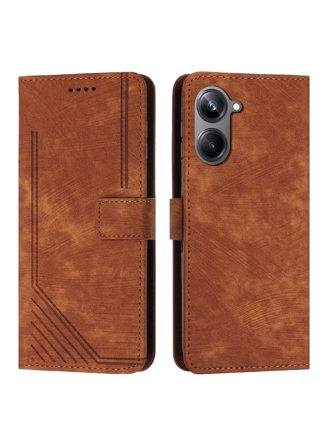 اس-توب جراب هاتف Realme 10 Pro 5G من الجلد بنمط مخطط مع حبل - Image 2