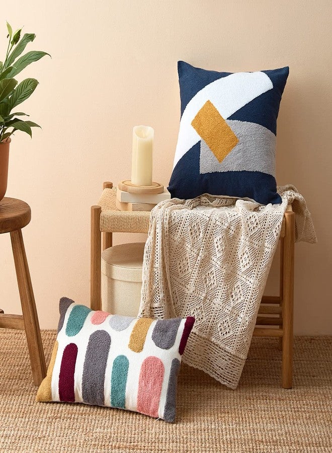 vctops Boho Geometric Tufted Lumbar Decorative Throw Pillow Cover Farmhouse Cotton Embroidery Accent Cushion Case for Couch Sofa Bed (Embroidery7, 12"x20") - Image 4