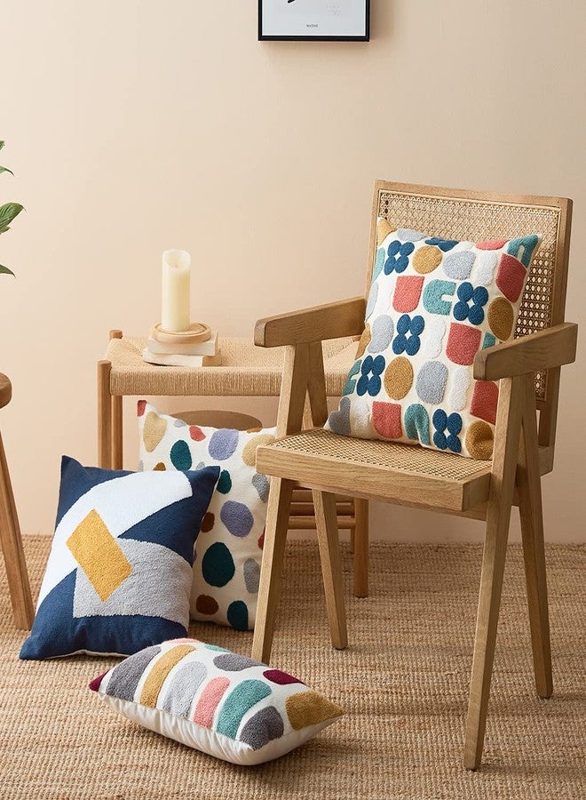 vctops Boho Geometric Tufted Lumbar Decorative Throw Pillow Cover Farmhouse Cotton Embroidery Accent Cushion Case for Couch Sofa Bed (Embroidery7, 12"x20") - Image 5