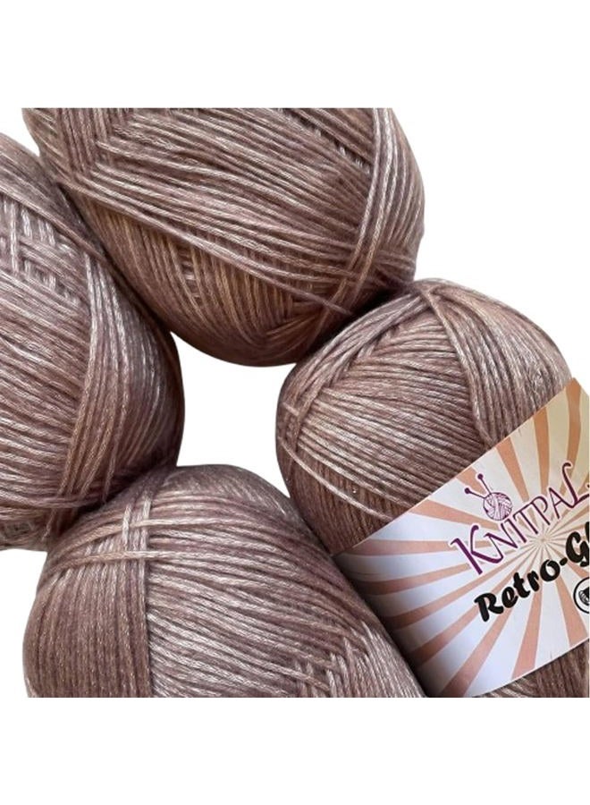 KnitPal Retro-Glam Metallic Sparkle Yarn, Sheen, Soft, Shiny for Knitting and Crocheting, Bulk Size 4 Skeins, 1172m/400g, #3 DK Weight (Pink Grey) - Image 1