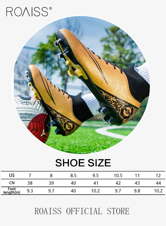 roaiss Professional Spikes Soccer Cleats for Man Youth High Top Competition Training Shoes Mens Front Lace up Breathable Outdoor Sneakers Athletic Anti Slip Soft Sole Sports Shoes for All Seasons - Image 3