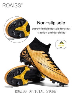 roaiss Professional Spikes Soccer Cleats for Man Youth High Top Competition Training Shoes Mens Front Lace up Breathable Outdoor Sneakers Athletic Anti Slip Soft Sole Sports Shoes for All Seasons  - Image 5