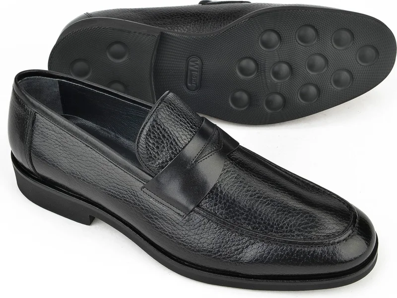 زيا , Men's Genuine Leather Shoes 141145Z315 Black