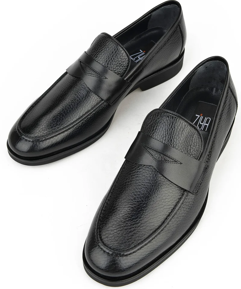 زيا , Men's Genuine Leather Shoes 141145Z315 Black