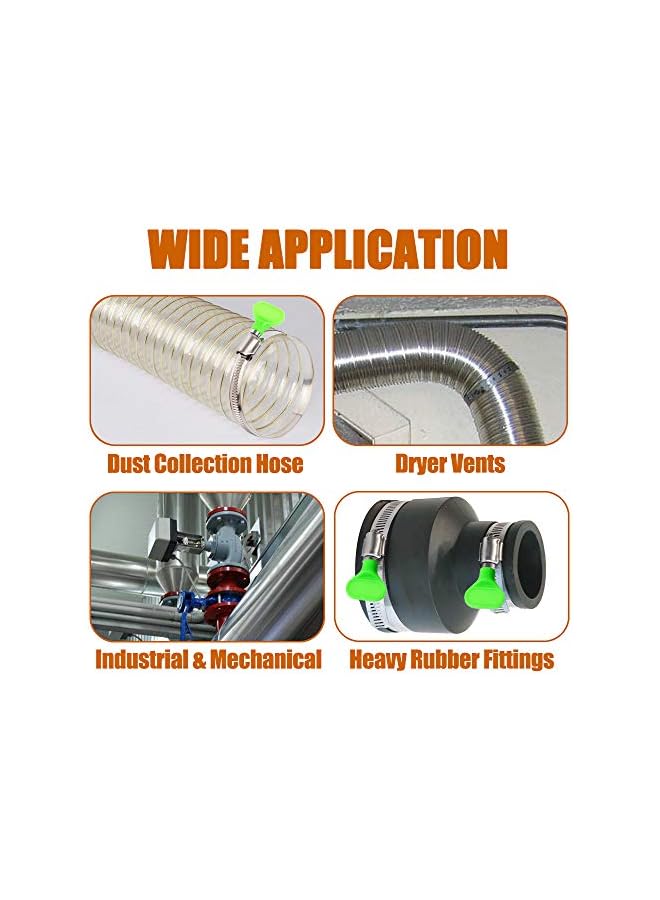 promass 4pcs 4 Inch Key Hose Clamp, Bandwidth 12mm Thumb Screw Adjustable Stainless Steel Hose Clamps for Dryer Vent, Dust Collector and Automotive - Image 5