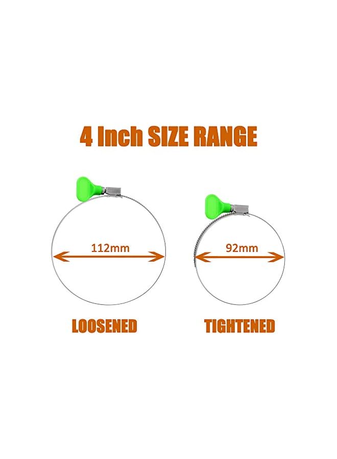 promass 4pcs 4 Inch Key Hose Clamp, Bandwidth 12mm Thumb Screw Adjustable Stainless Steel Hose Clamps for Dryer Vent, Dust Collector and Automotive - Image 4