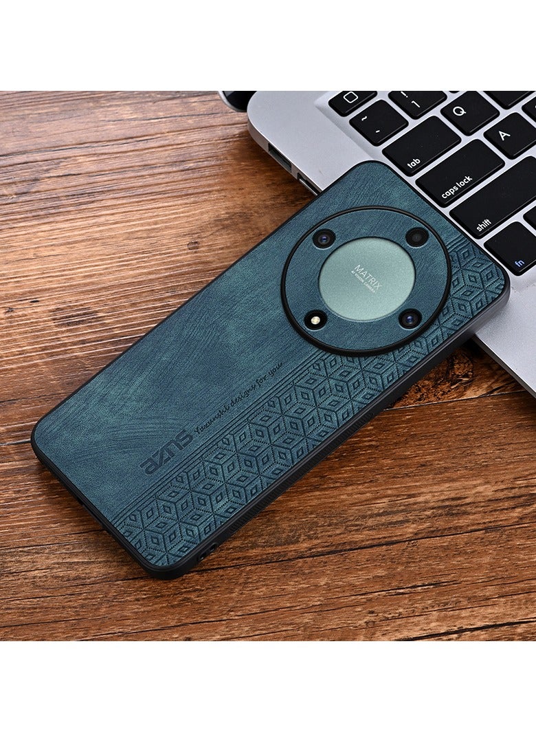 Color Fans For Honor X9b 5G Case PU Leather Coated TPU Drop-proof Smart Phone Cover Blue/Black - Image 3