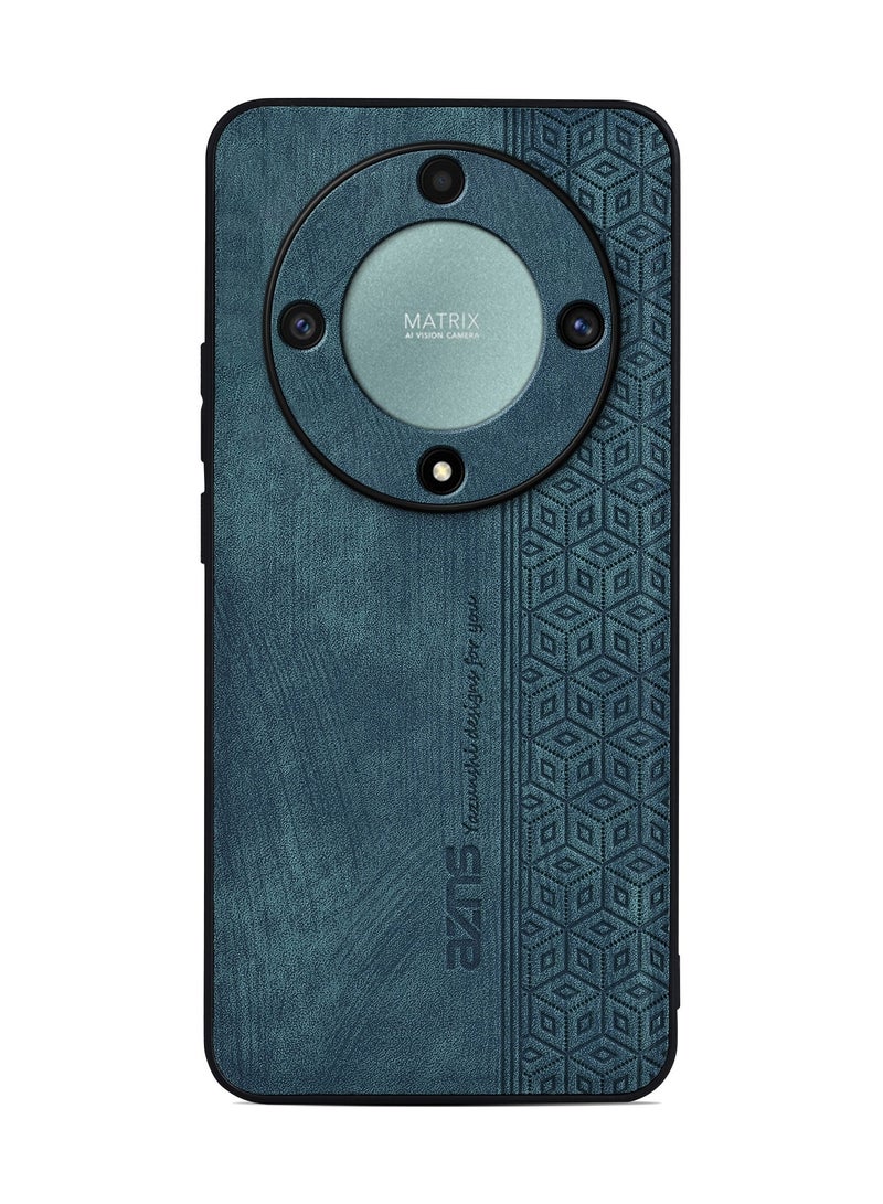 Color Fans For Honor X9b 5G Case PU Leather Coated TPU Drop-proof Smart Phone Cover Blue/Black - Image 1
