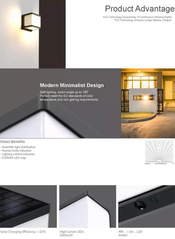 سانكس مصابيح سياج شمسية من Sunex خارجية، إضاءة حائط حديثة، مصابيح خارجية مقاومة للماء تعمل بالطاقة الشمسية تعمل تلقائيًا/تتوقف، مصابيح حائط زخرفية تعمل بالطاقة الشمسية للاستخدام في الهواء الطلق والفناء والسياج والحديقة - Image 5